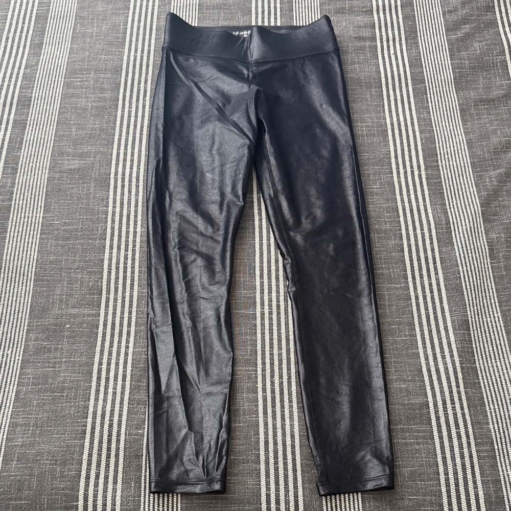 Carbon 38 Black Faux Leather Leggings